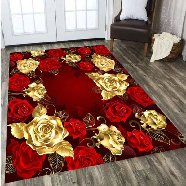 Rose Flower Carpet Area Rug for Living Room and Bedroom Decor